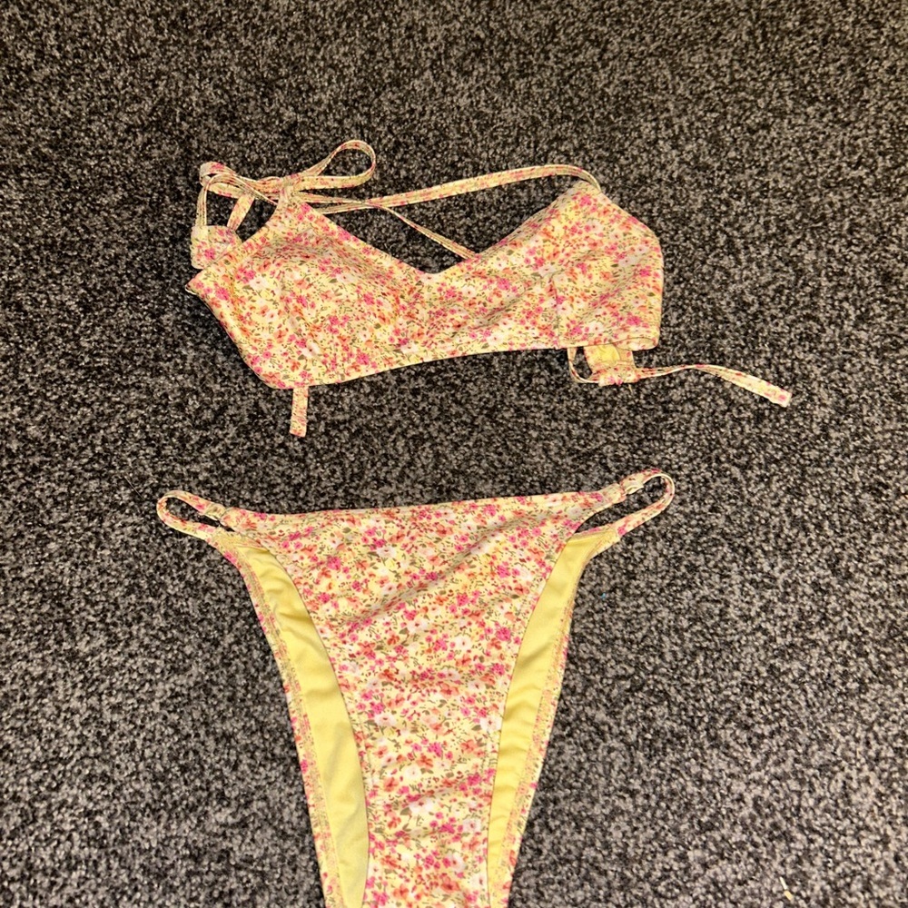 Aeropostale Floral Bikini - Pink and Yellow